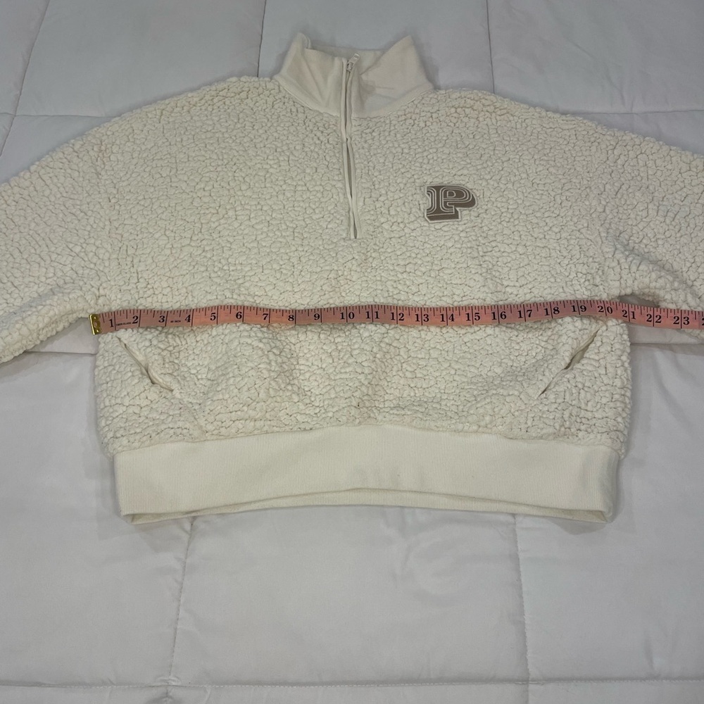 Cream Sherpa Quarter-Zip Pullover Pink Brand - Picture 10 of 13